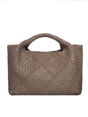 Falor F7349 Leather Woven Bag Taupe